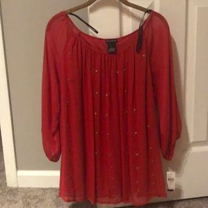 Red sheer dress shirt